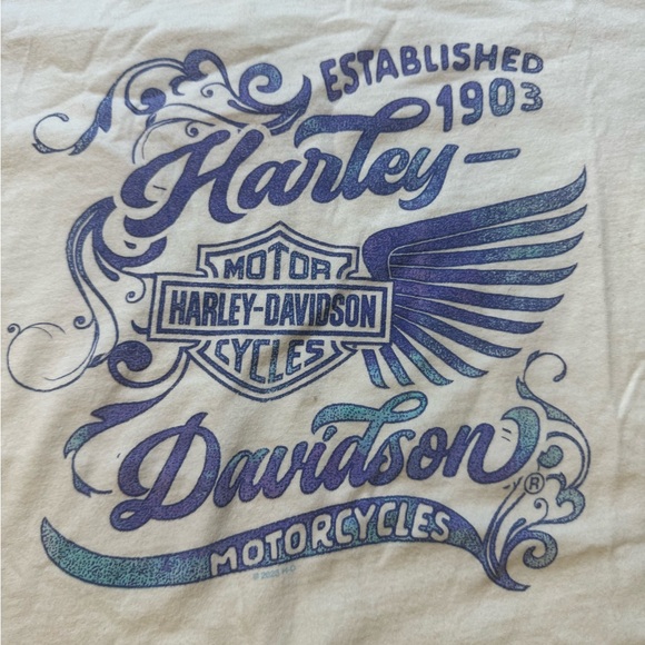 Harley-Davidson Women's M Wing Vibes Crew-Neck Short Sleeve Cotton Tee - White - Picture 2 of 9